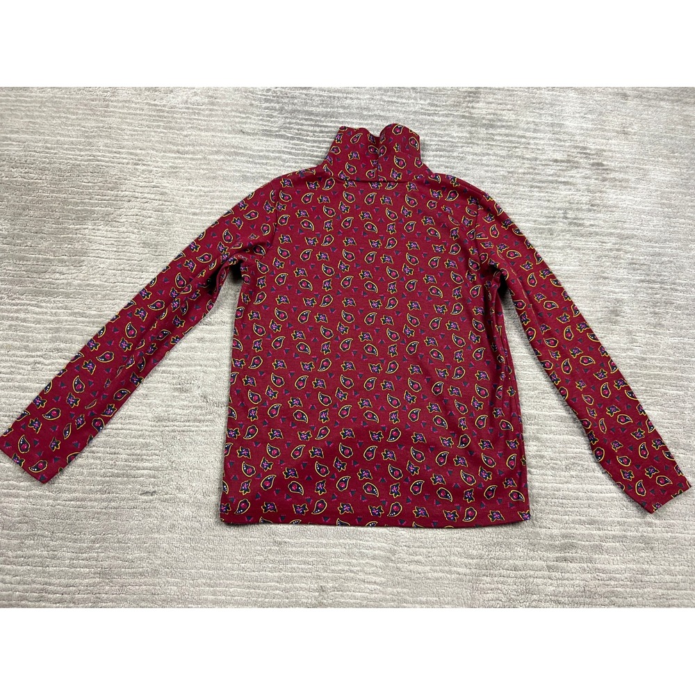 Youngland Turtleneck Women M Burgundy Paisley Floral Vintage 90s Long Sleeve Top - Picture 11 of 14